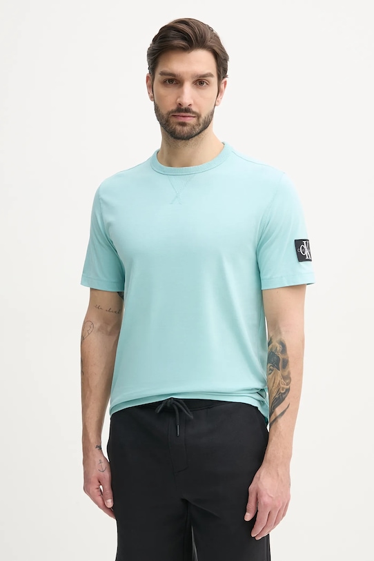 

Хлопковая футболка Calvin Klein Jeans, бирюзовый