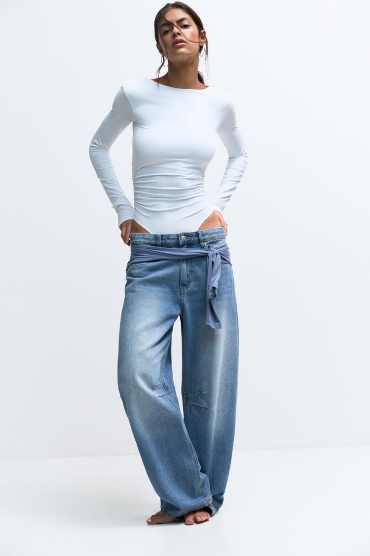 

Боди из полиамида с открытой спиной Pull And Bear, белый