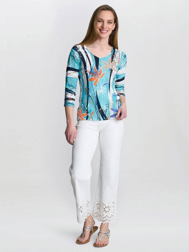 

Топ Ashlynn с V-образным вырезом и абстрактным принтом Gina Bacconi, Blue/Multi