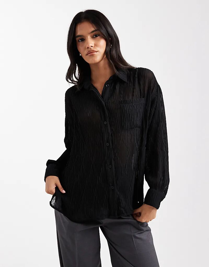 

Черная рубашка с прозрачным жатым эффектом от ASOS DESIGN
