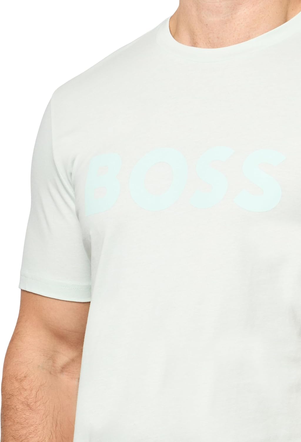 BOSS Мужская современная футболка с логотипом Stretch Jersey, Open Air Blue — фото 3