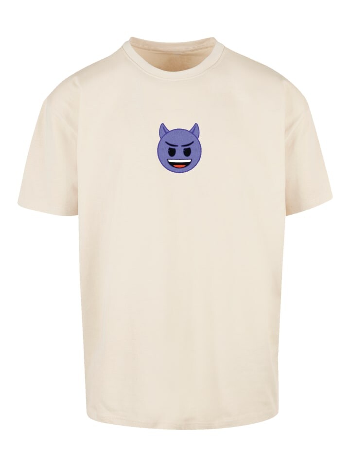 

Футболка emoji couture Heavy Oversize T-Shirt Evil smiling furry purple face, песочный