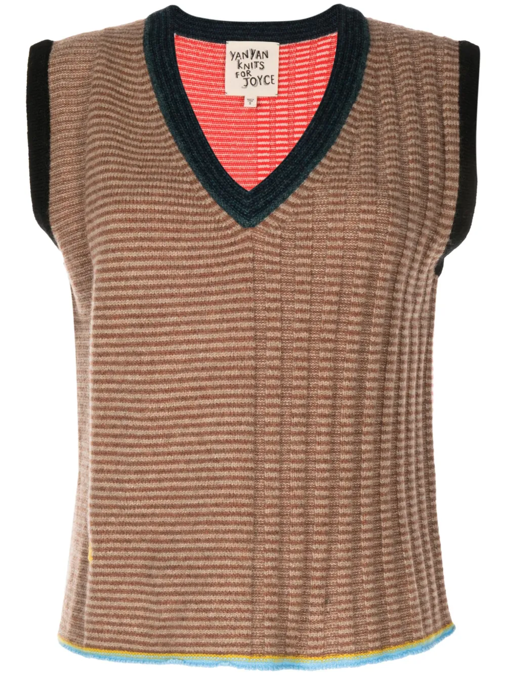 

Полосатый топ с V-образным вырезом YANYAN KNITS, коричневый