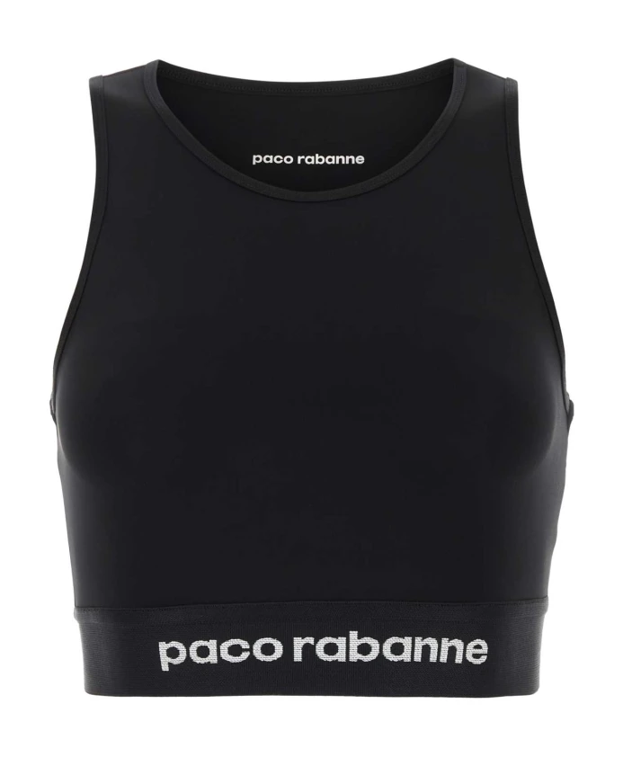 

Топ из эластичного нейлона S Paco Rabanne, черный