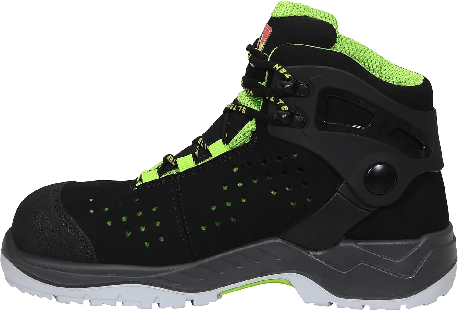 Защитная обувь ELTEN Tommaso Green Mid ESD S1PS, для мужчин и женщин, текстиль, композитный защитный носок (легче стального), легкая, спортивная, черный — фото 3