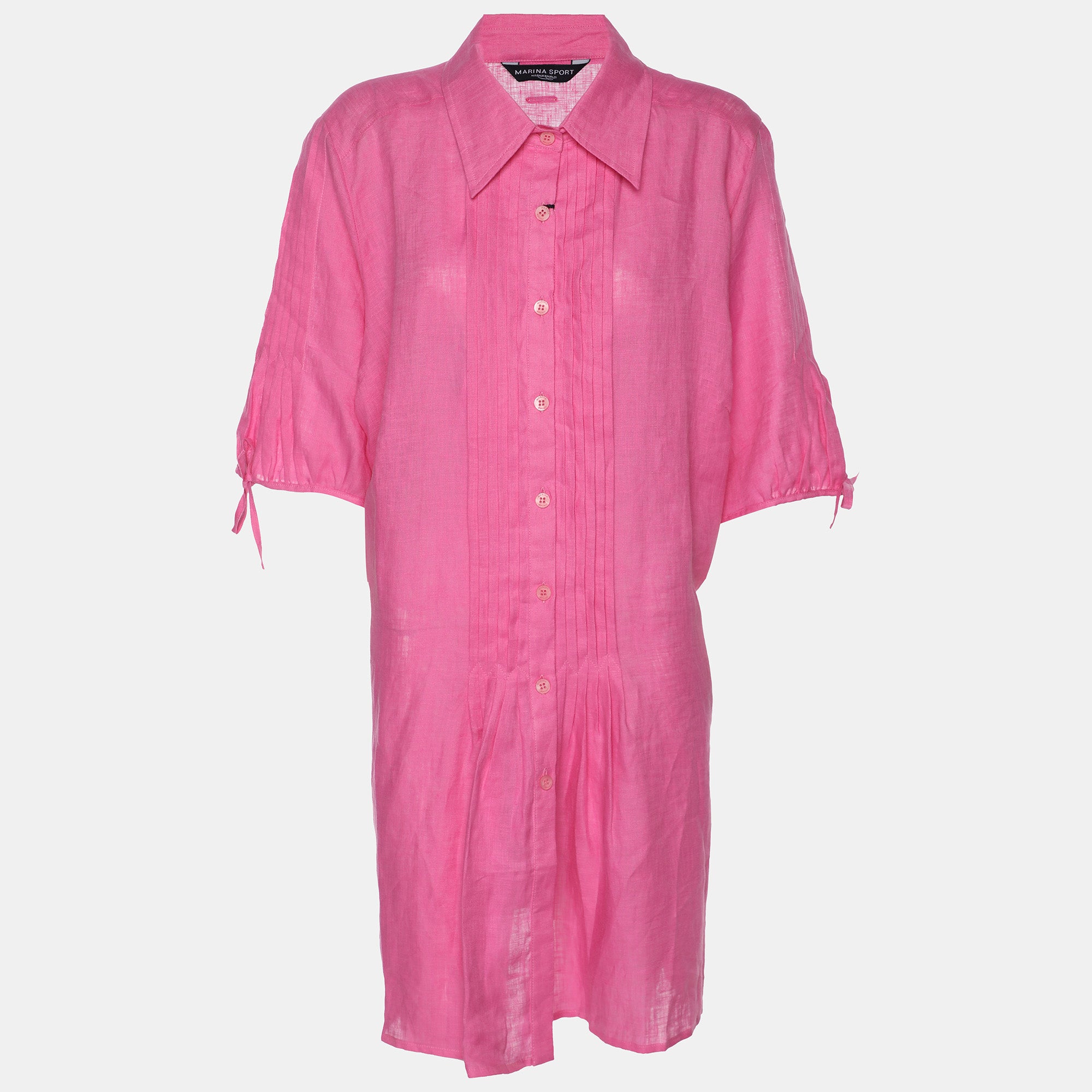 

Мини-платье из льна с декоративными складками от Marina Sport By Marina Rinaldi, розовый
