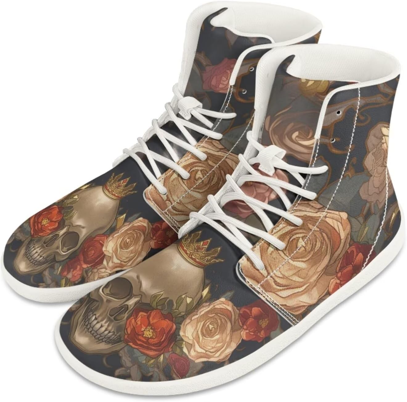 

Мужские минималистичные кроссовки Jeiento, обувь-босоножки с черепом, ботинки с широкой носочной частью, кроссовки для бега, легкие спортивные кроссовки, рабочая обувь для плоской стопы, Skull and Flower