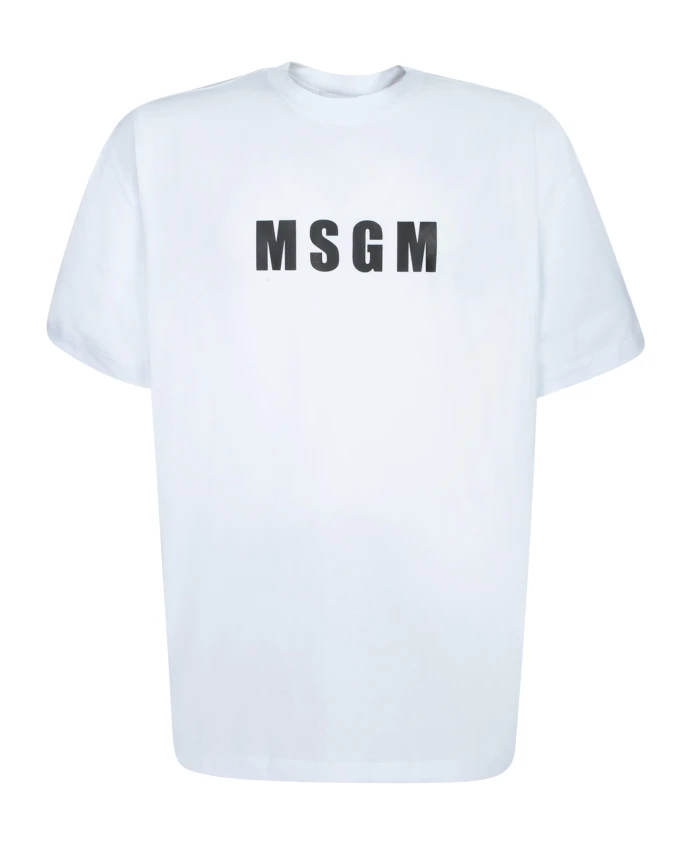 

Черная футболка с короткими рукавами и логотипом Msgm, белый