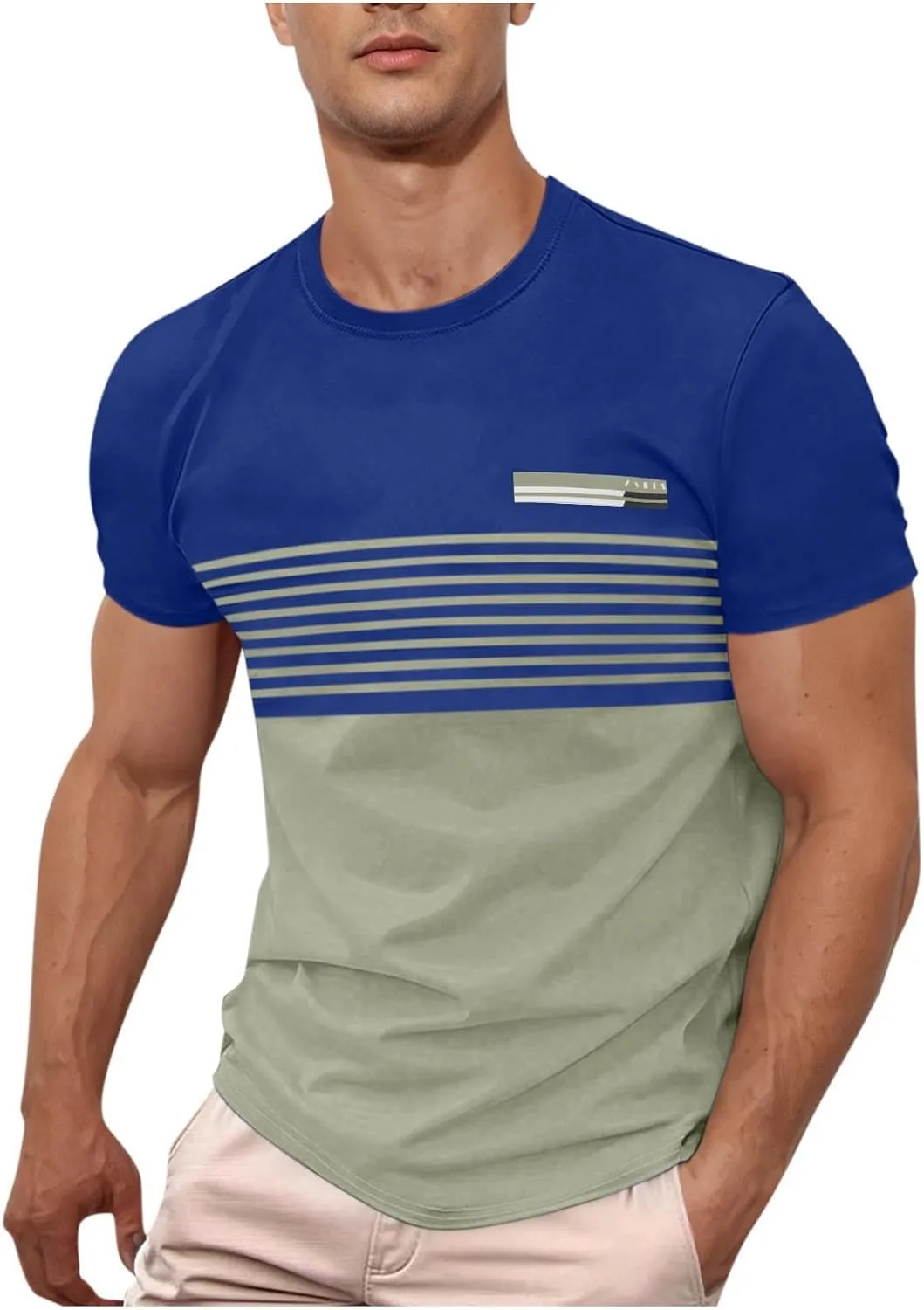 

Мужская футболка с коротким рукавом в полоску Color Block Sdeycui