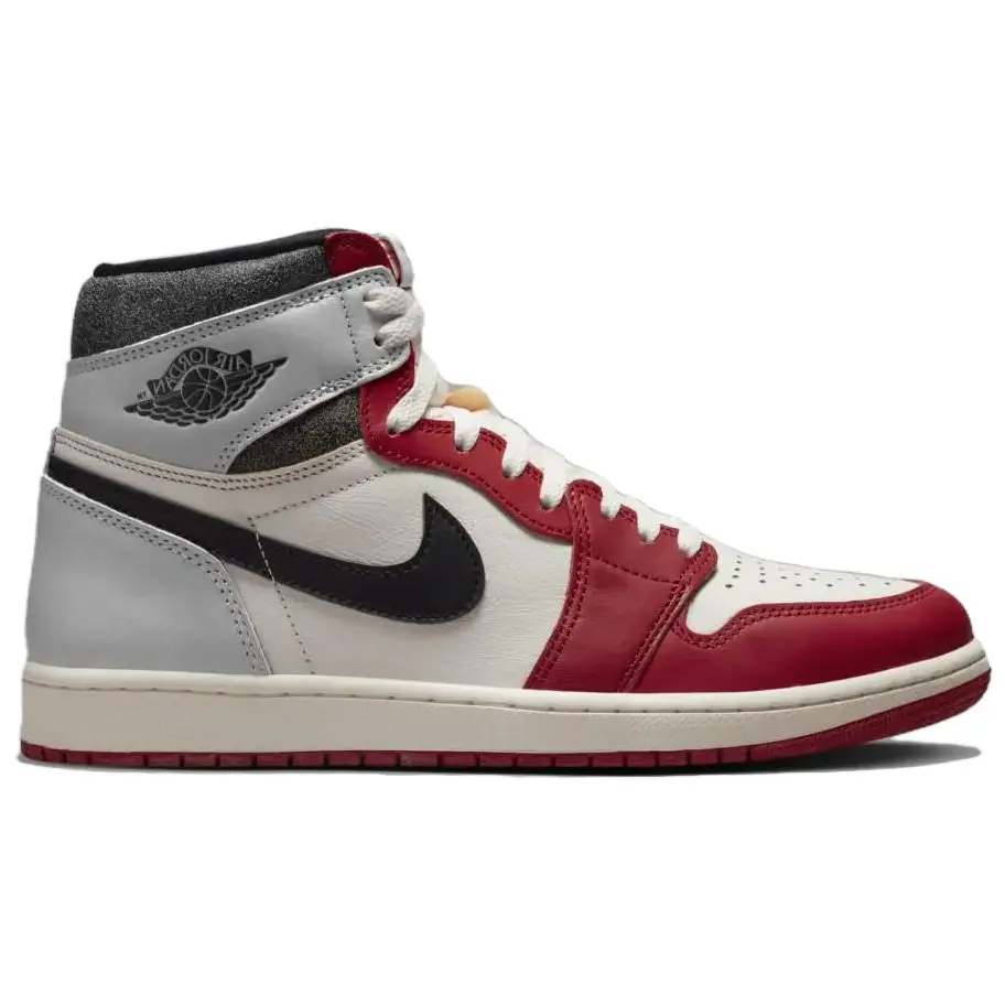 Кроссовки Air Jordan 1 Vintage Basketball Shoes Unisex High-top White/Red/Grey/Black, серый — фото 2