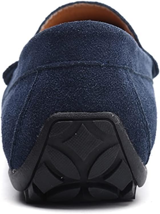 

Мужские лоферы из натуральной кожи с отделкой строчкой, круглым носком, замшевой верхней частью, пенни-лоферы с резиновой подошвой, гибкие, плоский каблук, легкие, повседневные (Цвет: темно-синий, Размер: 10.5) Xtype