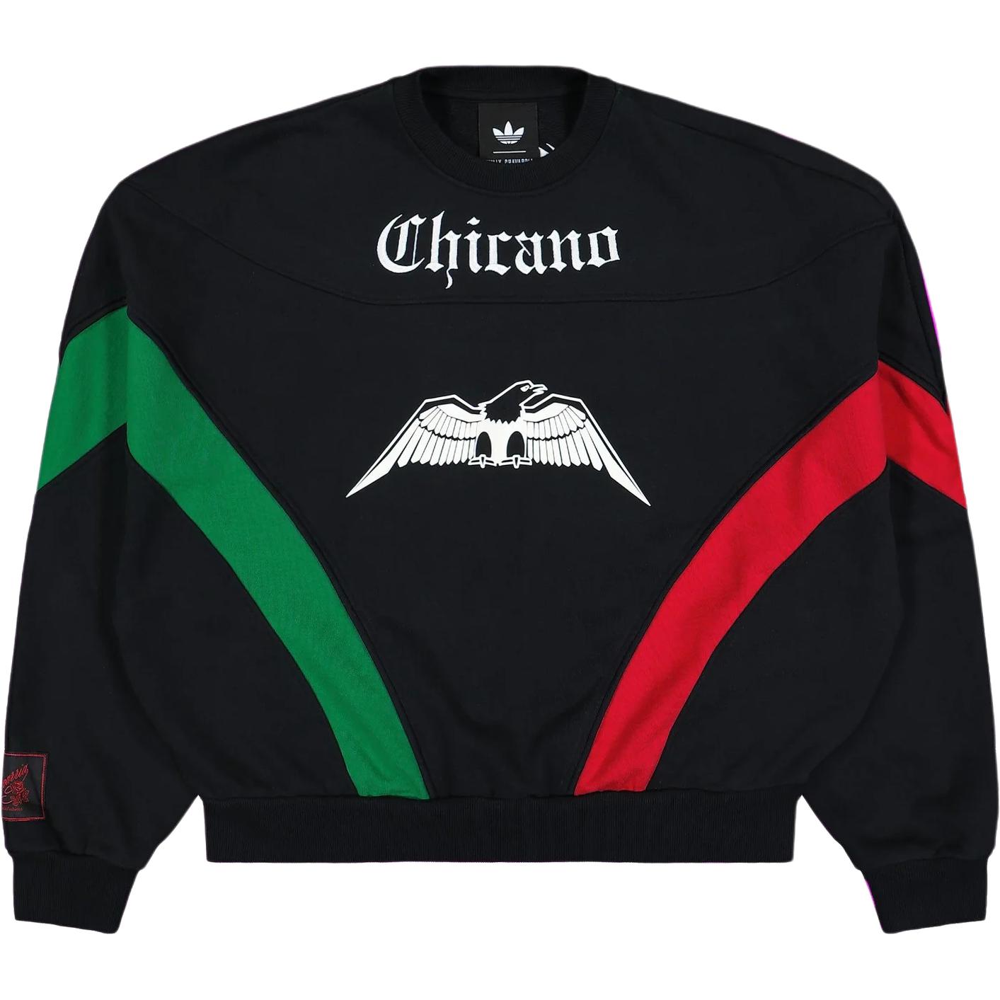 Свитшот Adidas Originals X Willy Chavarria Bball Fleece Crewneck, черный/красный/зеленый — фото 4