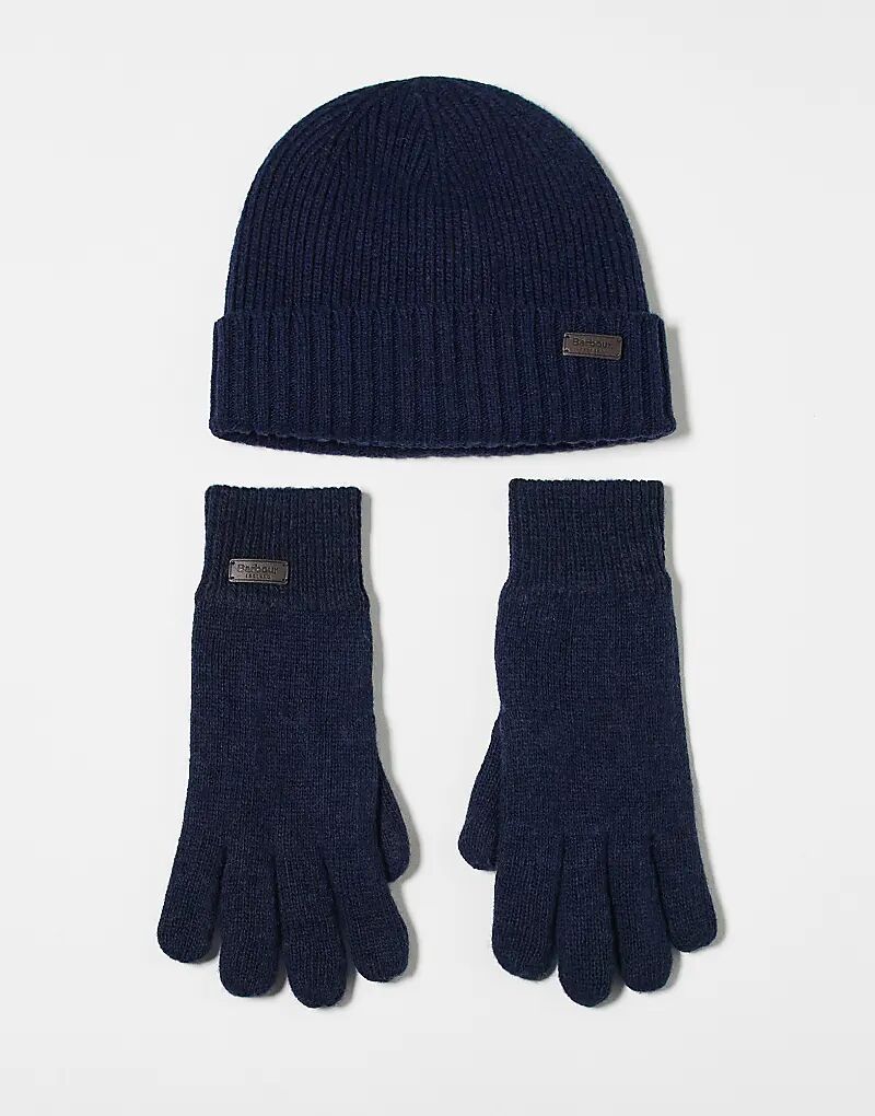 

Подарочный набор Barbour Carlton: шапка и перчатки, цвет: темно-синий