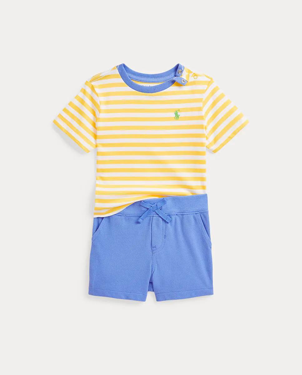 

Комплект из хлопковой рубашки-поло и шорт для мальчика Polo Ralph Lauren, мультиколор