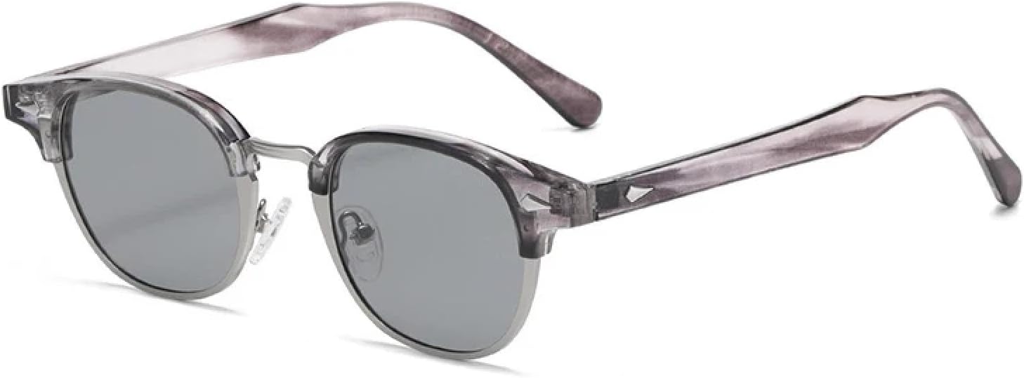 

Ретро-классические полуметаллические овальные женские солнцезащитные очки, модные панк-очки для мужчин с заклепками, солнцезащитные очки UV400 TKKTLLT, Grey Stripe Gray