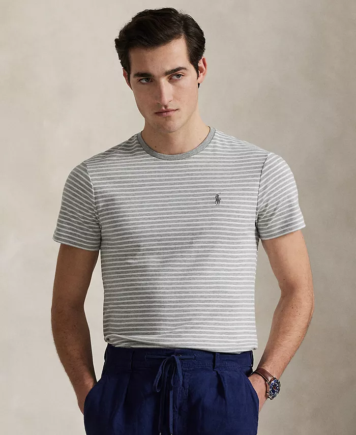 

Мужская полосатая футболка Classic-Fit из джерси Polo Ralph Lauren, серый