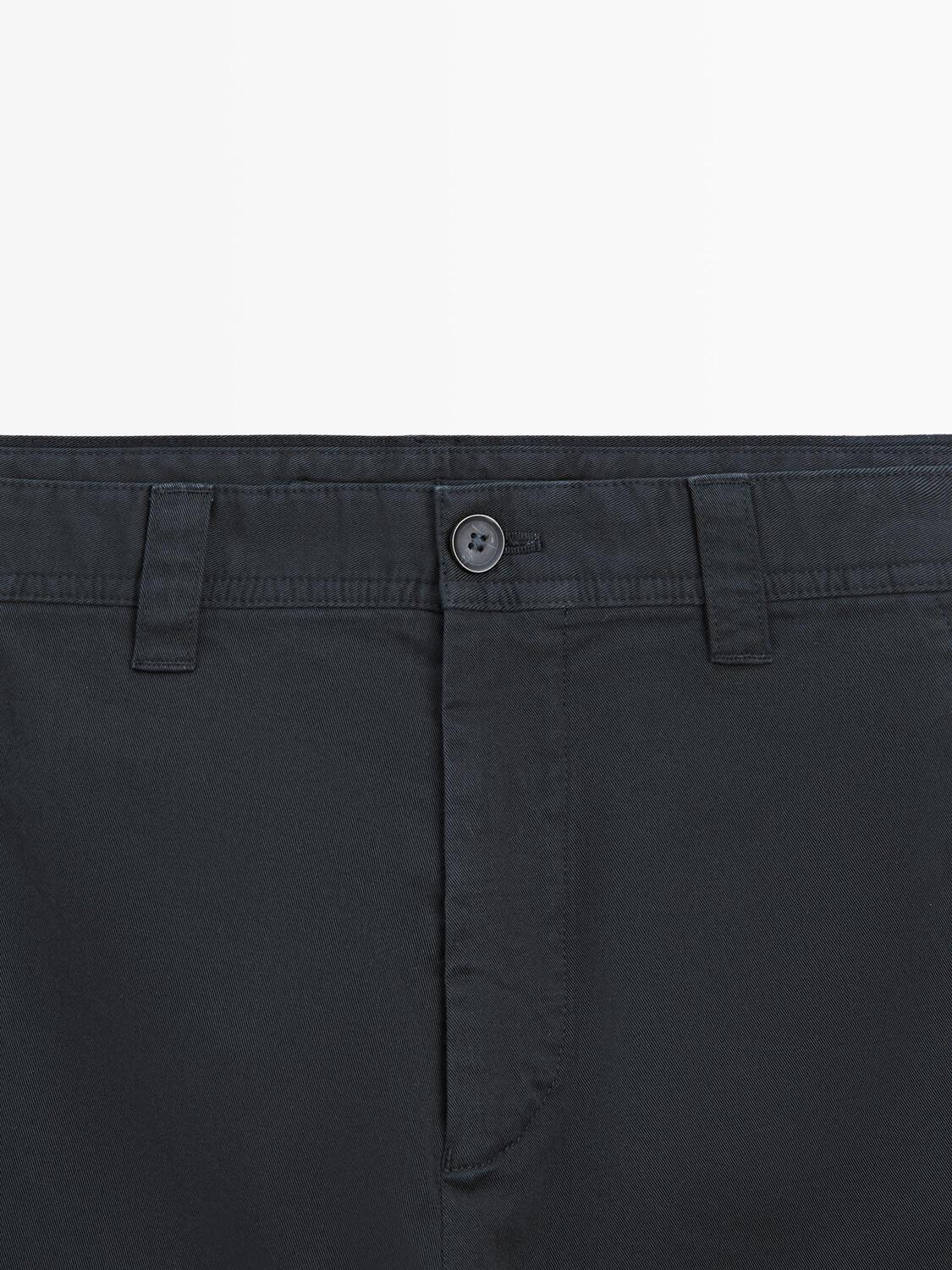 Хлопковые брюки свободного кроя Massimo Dutti, navy blue — фото 4