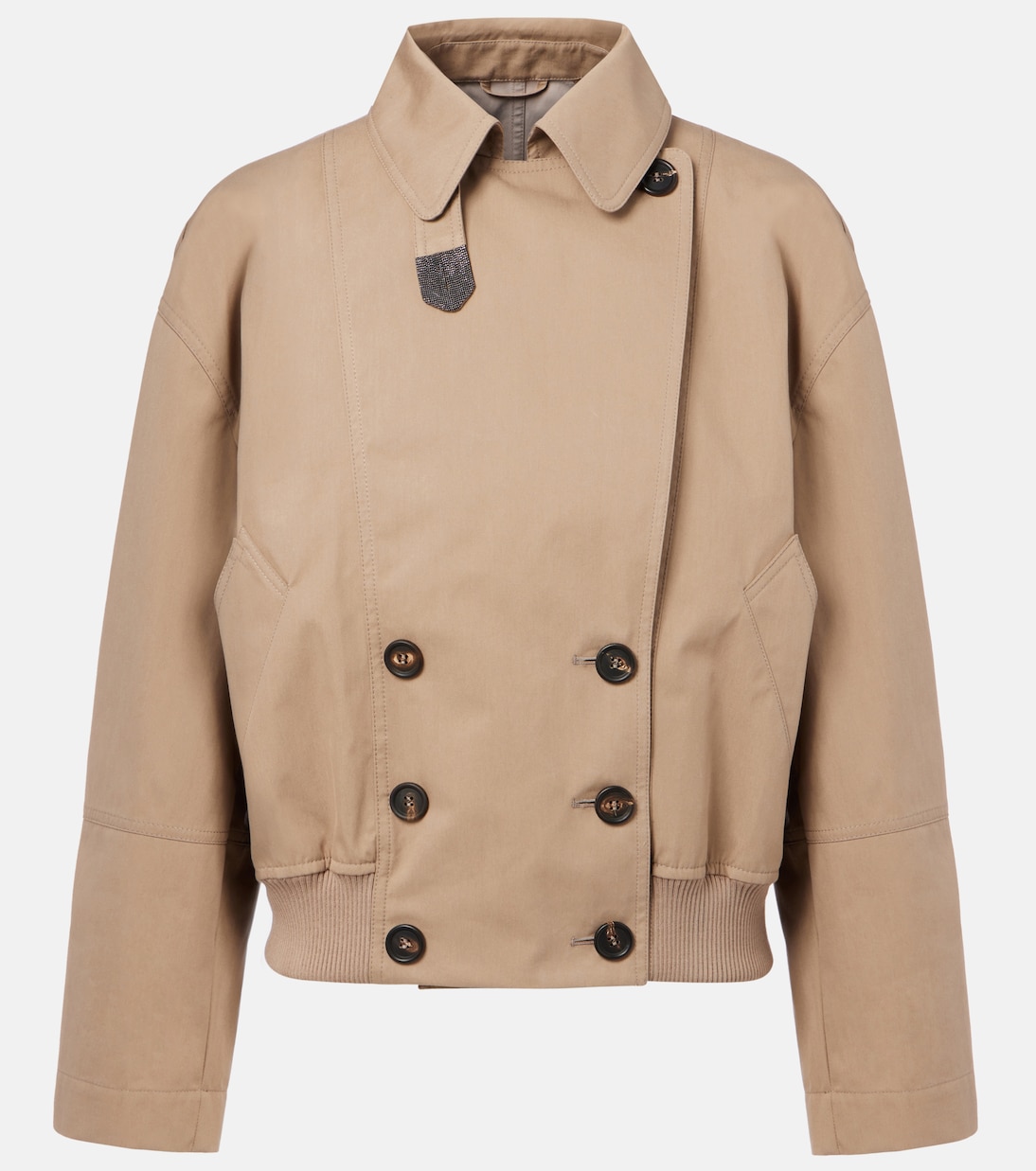 

Укороченная куртка из хлопкового габардина Brunello Cucinelli, Tortora