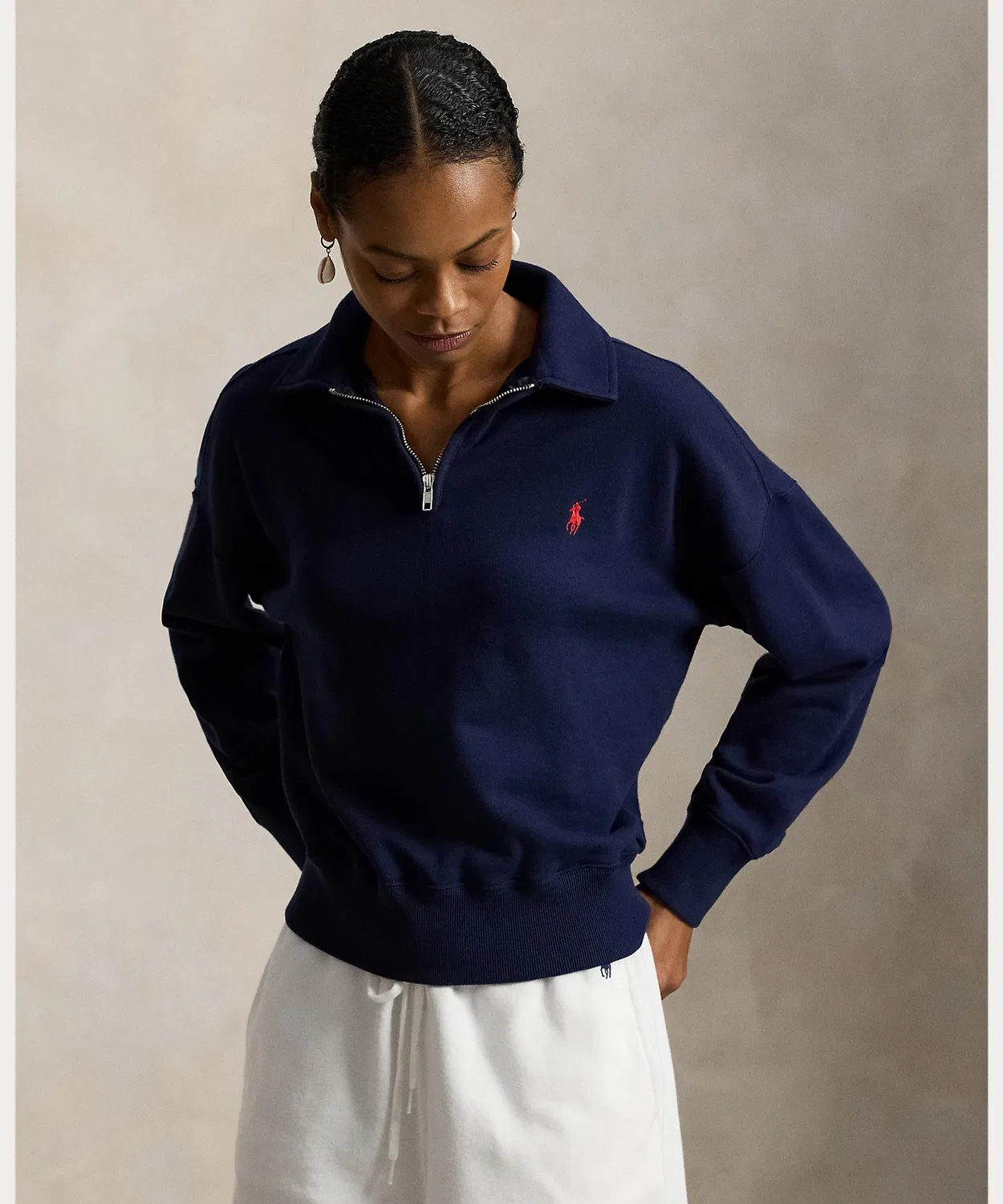 Флисовая кофта с четверть-застежкой Polo Ralph Lauren, Navy