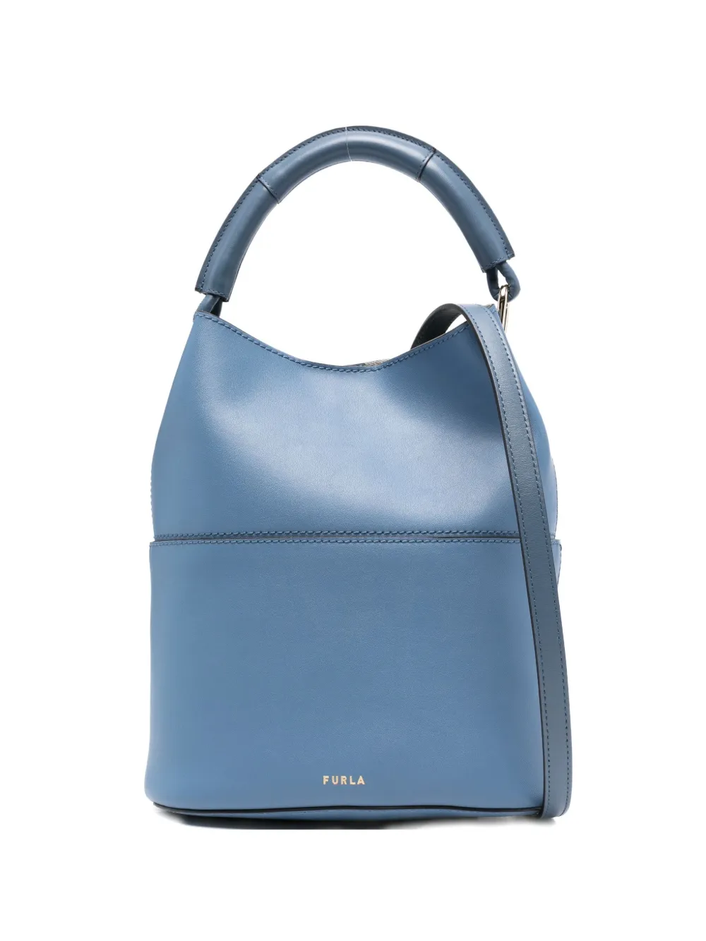 

Маленькая кожаная сумка-ведро Sfera с ручкой сверху Furla, синий