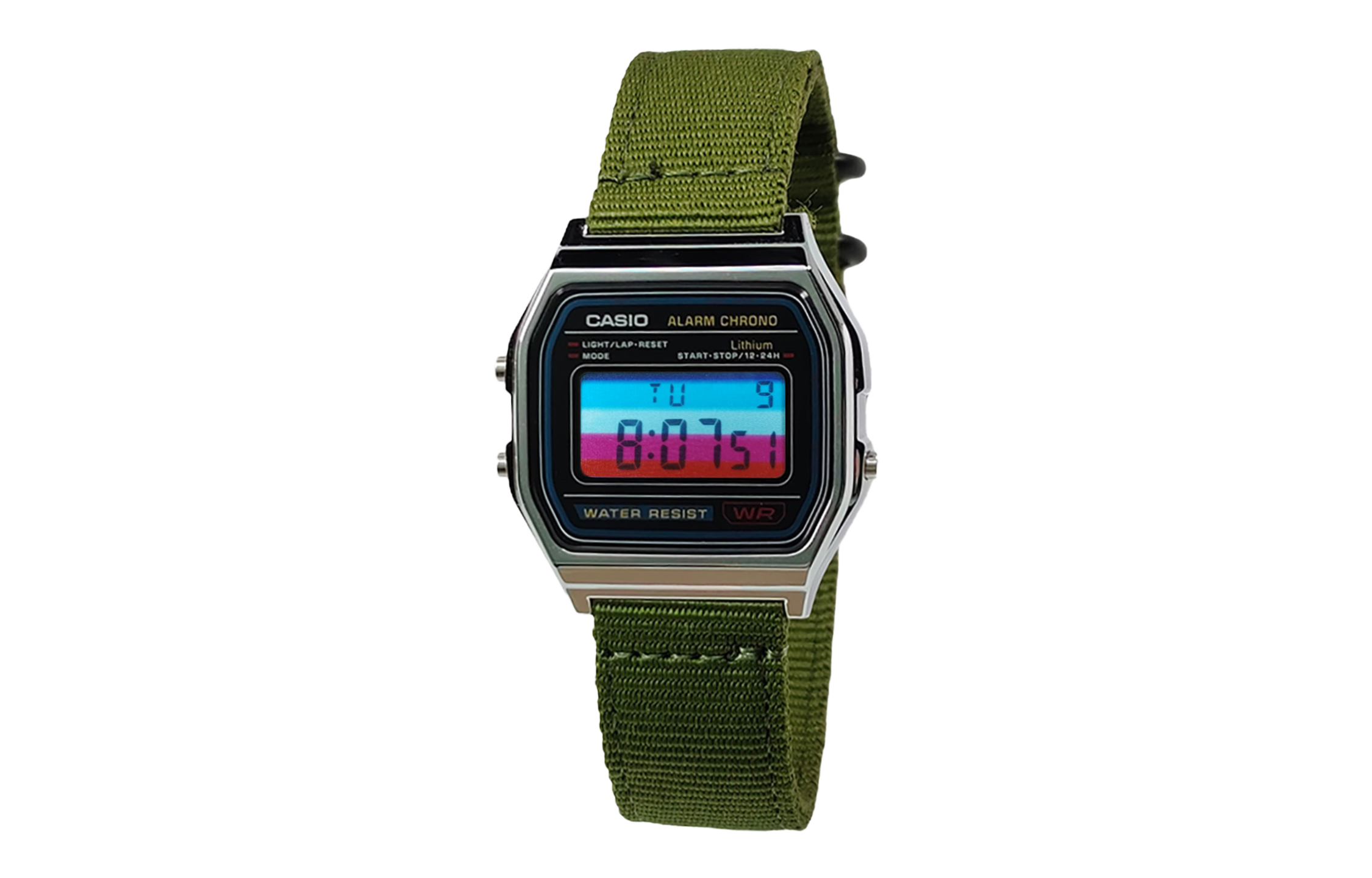 

CASIO Мужские часы Retrofit Series с кварцевым механизмом и нейлоновым ремешком, черный циферблат