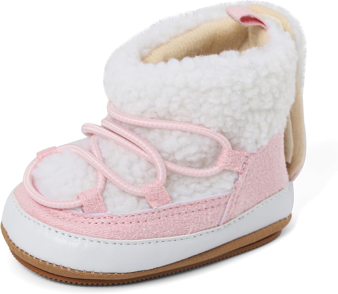 

Детские плюшевые зимние сапожки ESTAMICO для девочек с бантиком, Pink/White