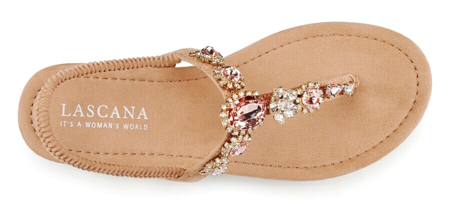 Сандалии с т-образным ремешком LASCANA T-Bar Sandals, бежевый — фото 2