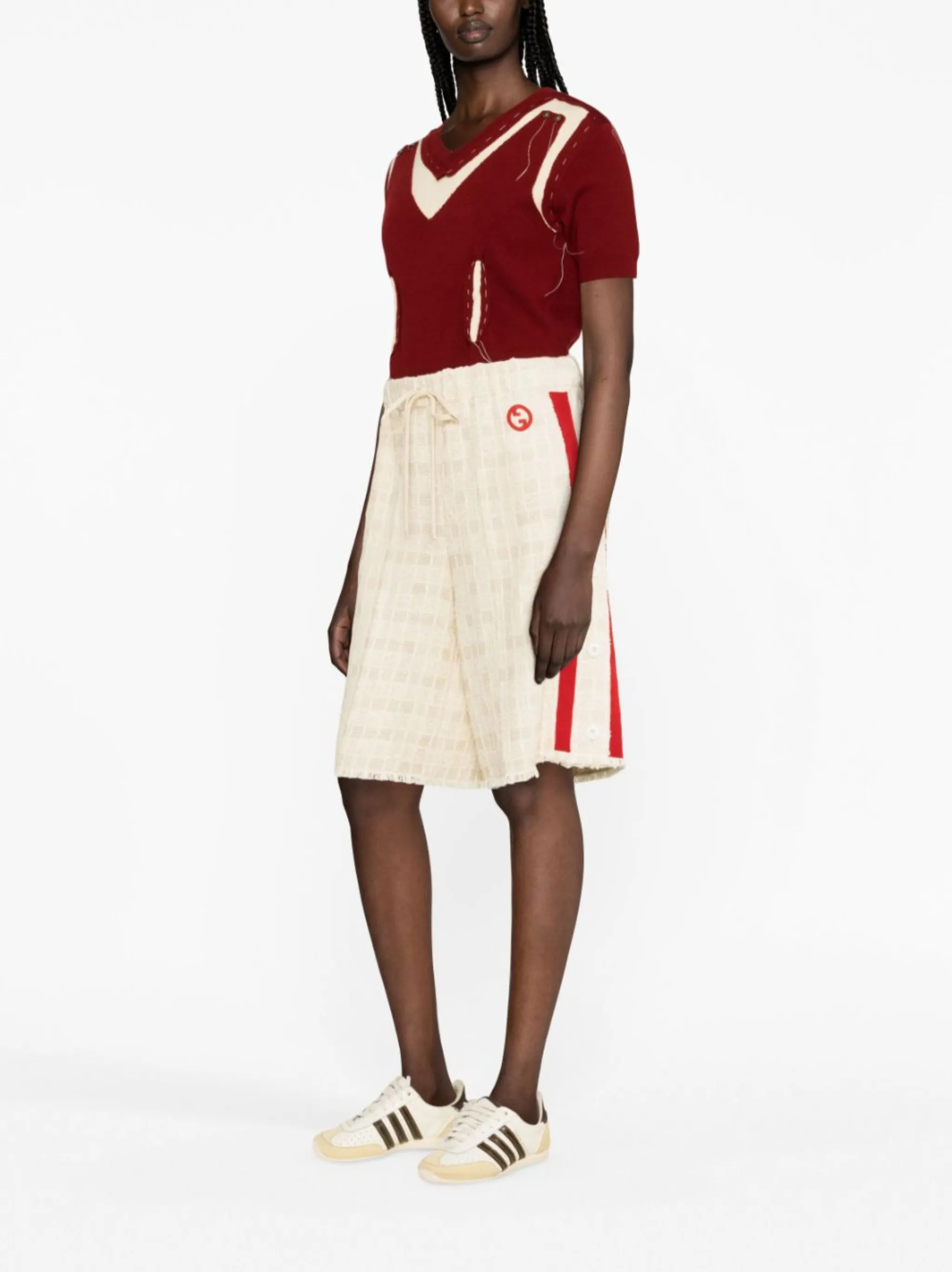 Шорты Gucci Твидовые с кулиской, Классические, Белый — фото 4