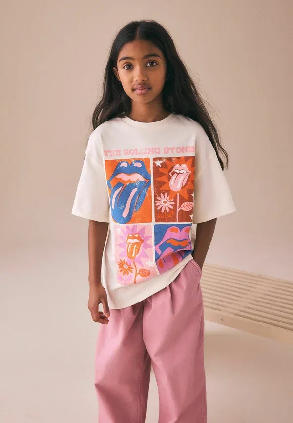 Футболка Next, Regular fit the rolling stones license band t-shirt, цвет экрю — фото 2
