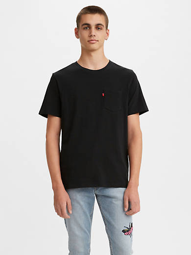 

Футболка с классическим карманом Levi's, цвет Mineral Black Slub - Black