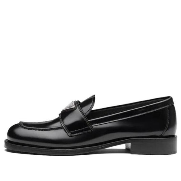 Кроссовки ss22 unlined brushed leather loafers 'black' Prada, черный