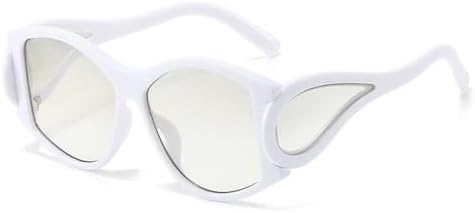 

Панк-очки 2026 года для мужчин, большие солнцезащитные очки «кошачий глаз» для женщин, солнцезащитные очки в стиле стимпанк, модные очки неправильной формы MTZJH, C8whitelightgrayfilm