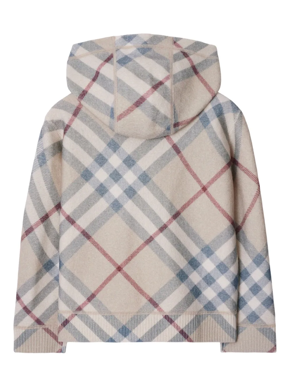Клетчатое шерстяное худи на молнии BURBERRY KIDS, нейтральный — фото 2