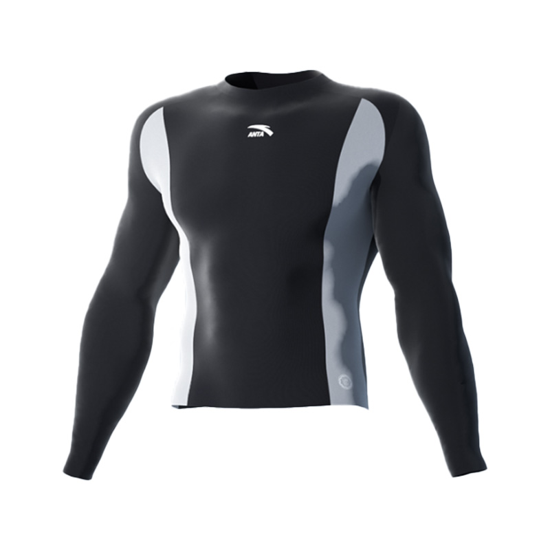 

ANTA Men's Swimwear Men's Black Long Sleeved[Sun Protection UPF50]