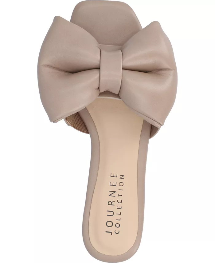Женские Fayre сандалии-балетки с увеличенным бантом Journee Collection, коричневый — фото 4