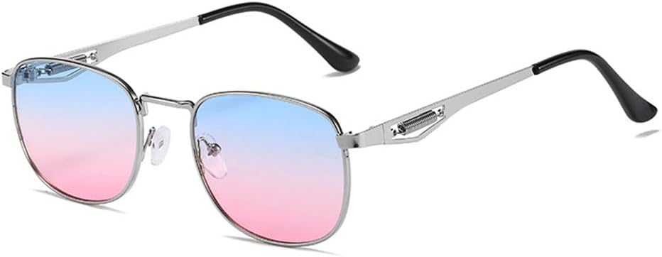 

Металлические солнцезащитные очки для женщин в стиле ретро с градиентным переходом, защита от УФ-излучения UV400; мужские солнцезащитные очки в стиле панк HDUBFY, Silver Blue Pink