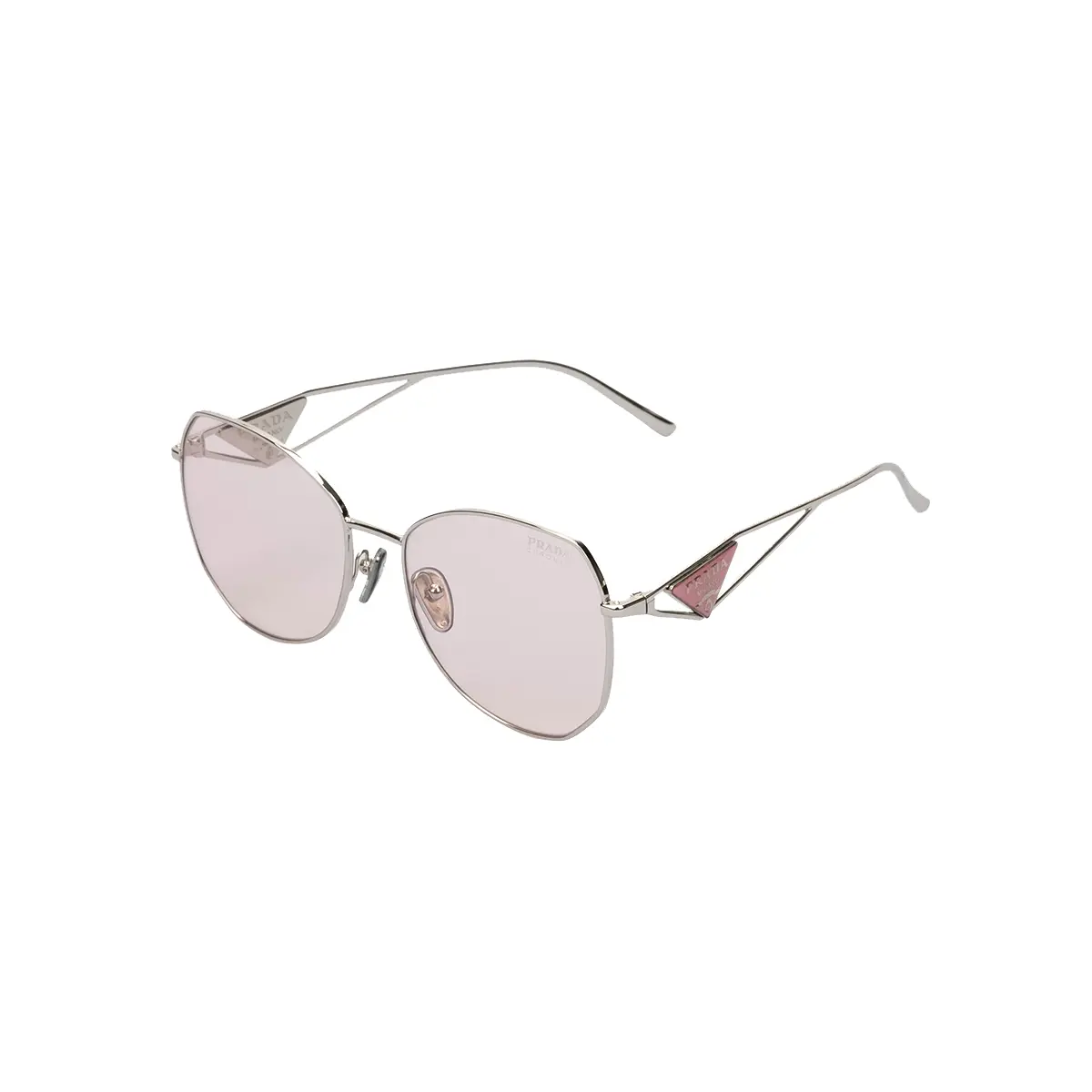 PRADA Круглые солнцезащитные очки с треугольным логотипом, Pink (Color-Changing) — фото 3