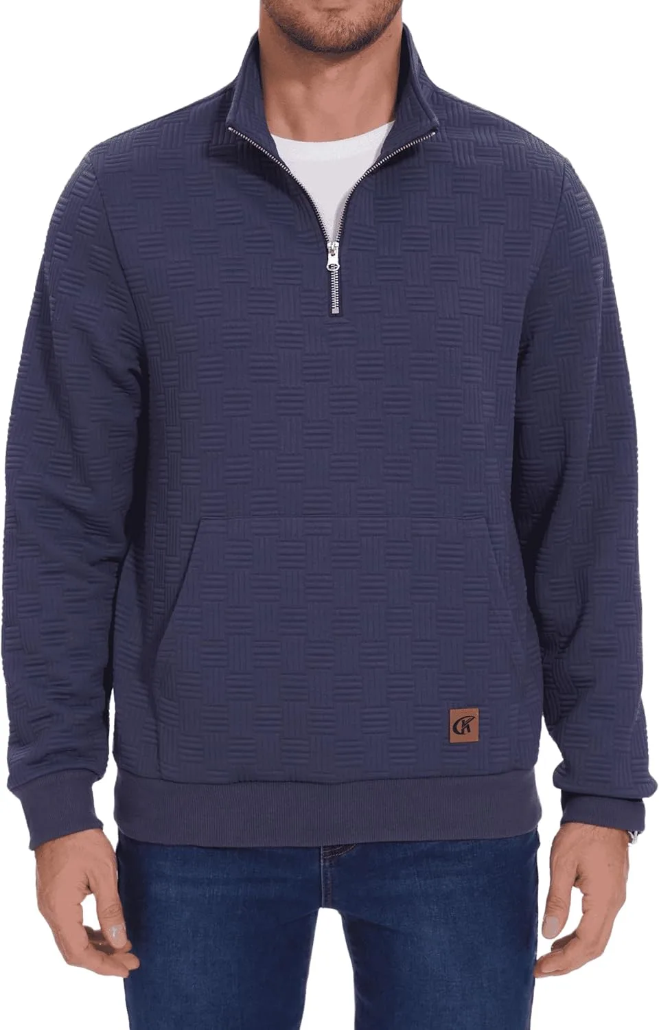 

Men's Quarter Zip Sweatshirt Long Sleeve Waffle Casual Pullover Sweatshirt with Pocket Xidunhg