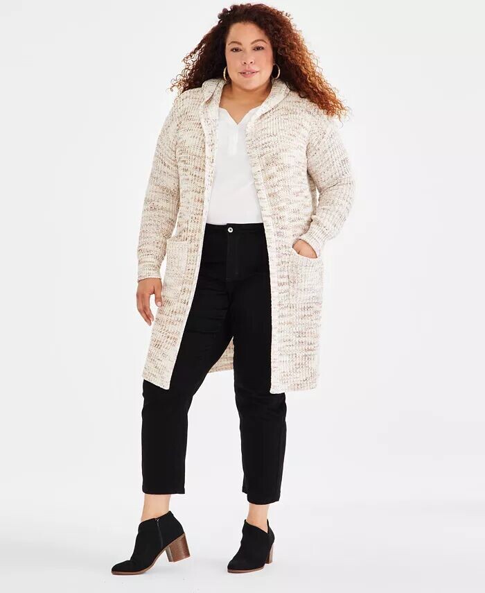 

Кардиган больших размеров с капюшоном Style & Co, белый