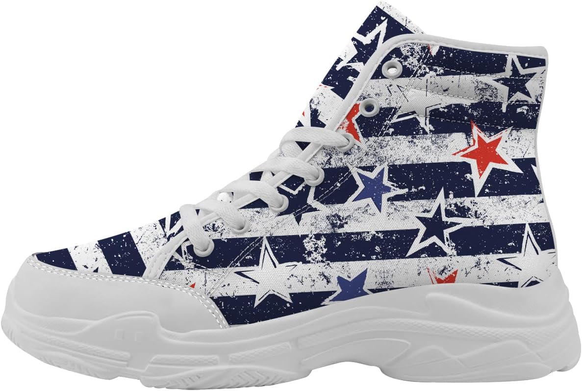 

Кеды для мужчин и женщин на шнуровке, высокие кроссовки с флагом США, подарок для нее и для него Quorax, красный