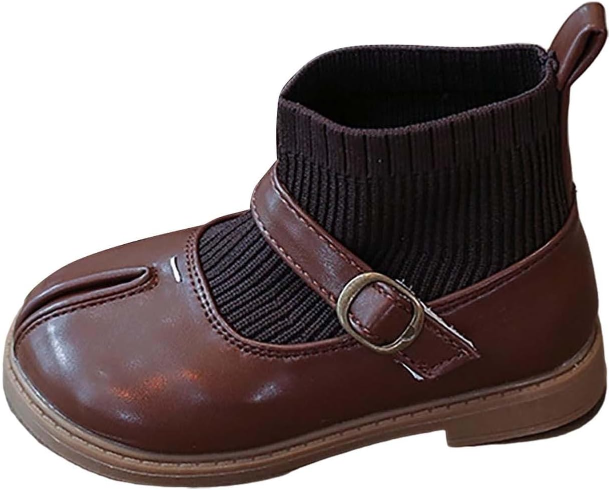 

Детские ботиночки для девочек на щиколотку с пряжкой, плоским каблуком, нескользящие, легкие, милые боевые ботинки, теплые принцессные сапожки Generic, Brown