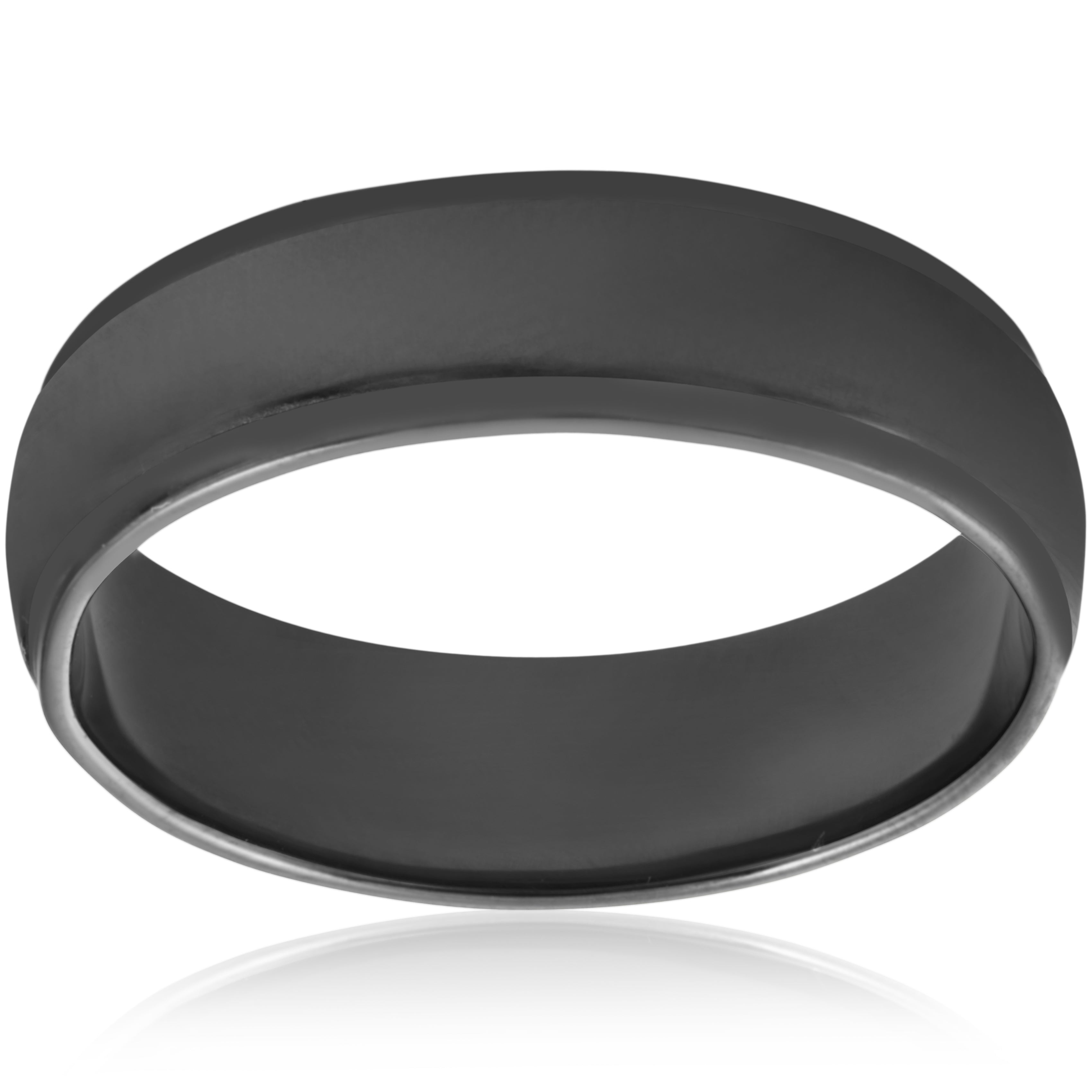 

Мужское обручальное кольцо из черного золота 14 карат, 6 мм, полированное, ступенчатая огранка Pompeii2, 14K White Gold