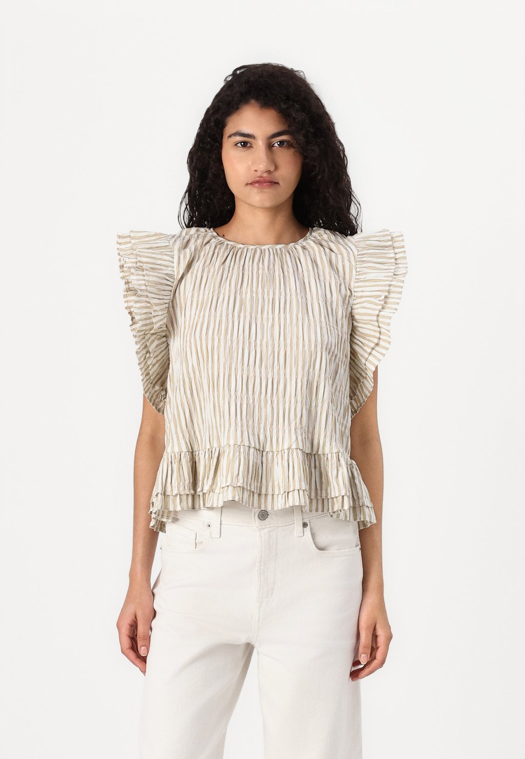 

Блуза OBJFINE FRILL Object, бежевый