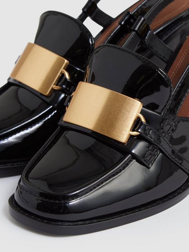 Лоферы Laura на каблуке с закрытым носком из лаковой кожи Reiss, Black — фото 4
