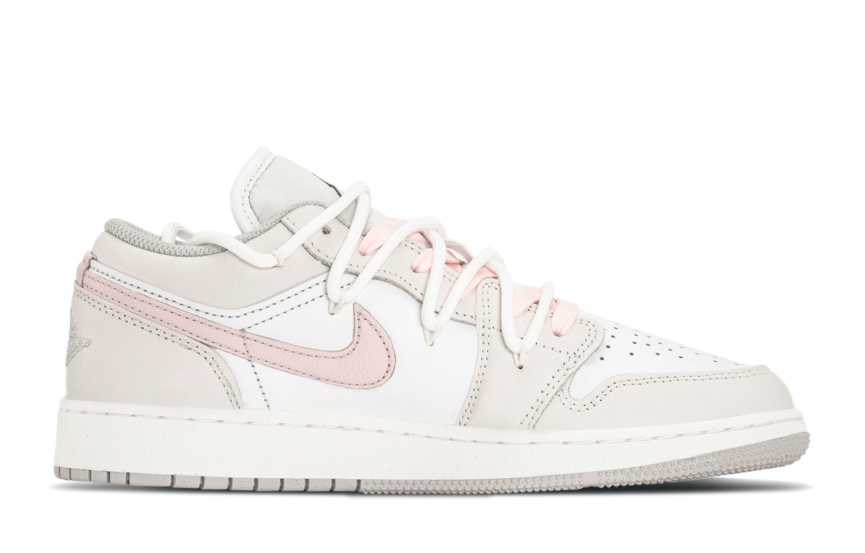 Jordan Air 1 нескользящие износостойкие низкие детские баскетбольные кроссовки beige pink для подростков — фото 3