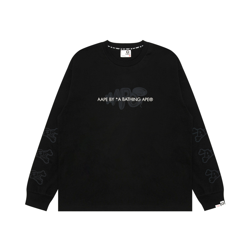 

Футболка с длинным рукавом с деталью логотипа A Bathing APE Aape, черный