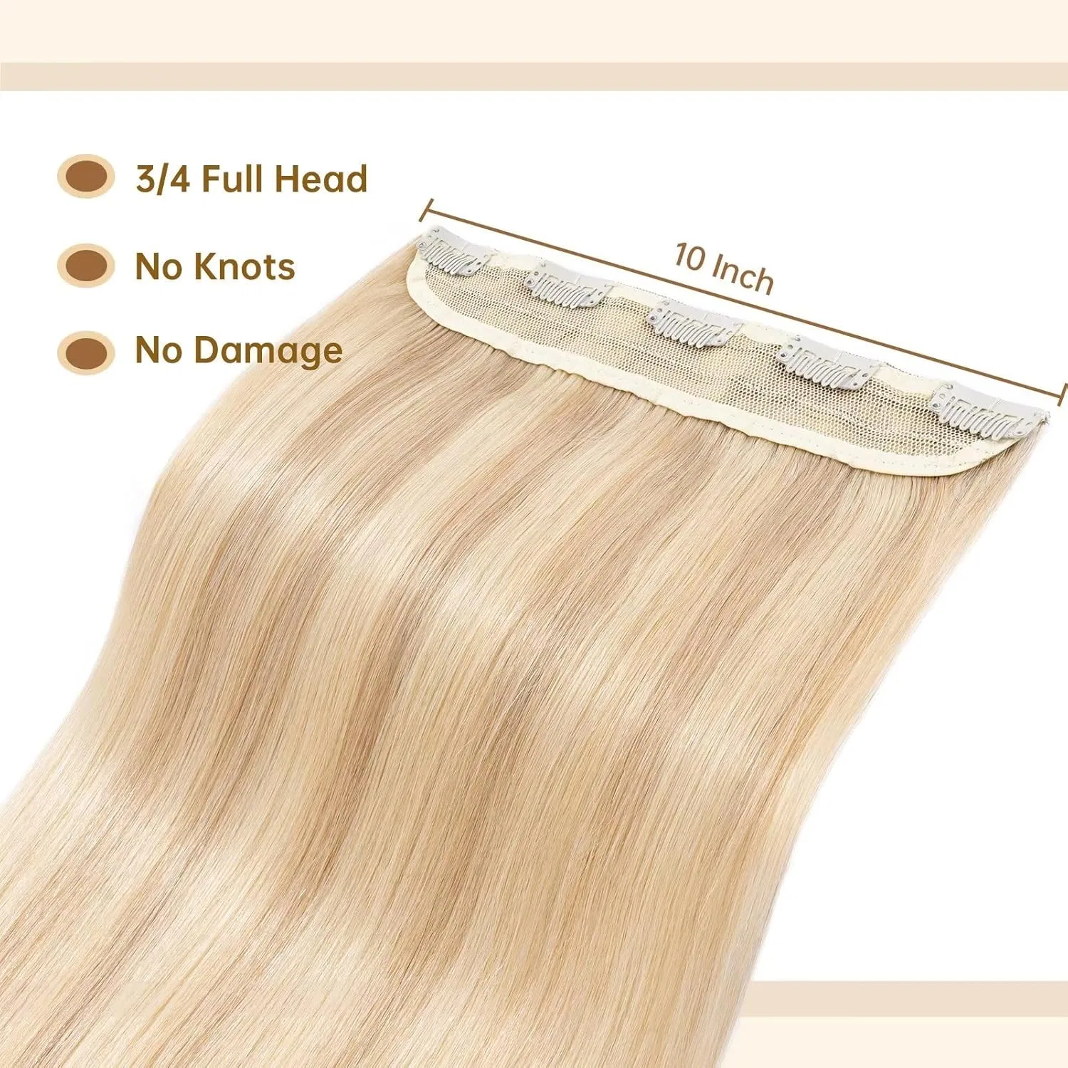 Накладные пряди для волос TESS на заколках, блонд балаяж, 50 см Tess, Golden Blonde/Blonde Balayage — фото 3