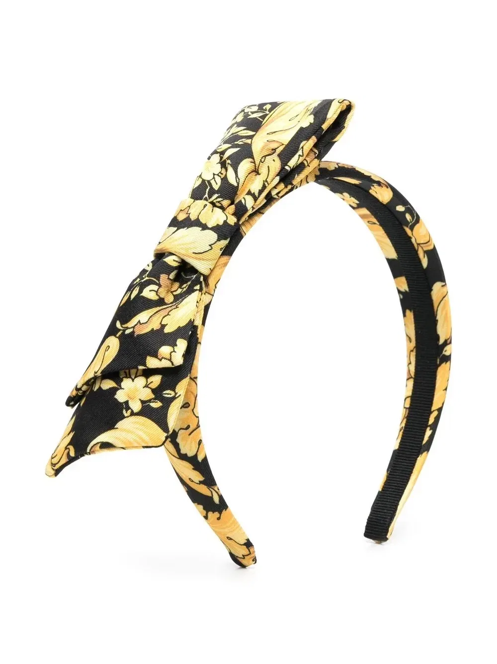 Ободок с бантом и принтом Barocco Versace Kids, черный