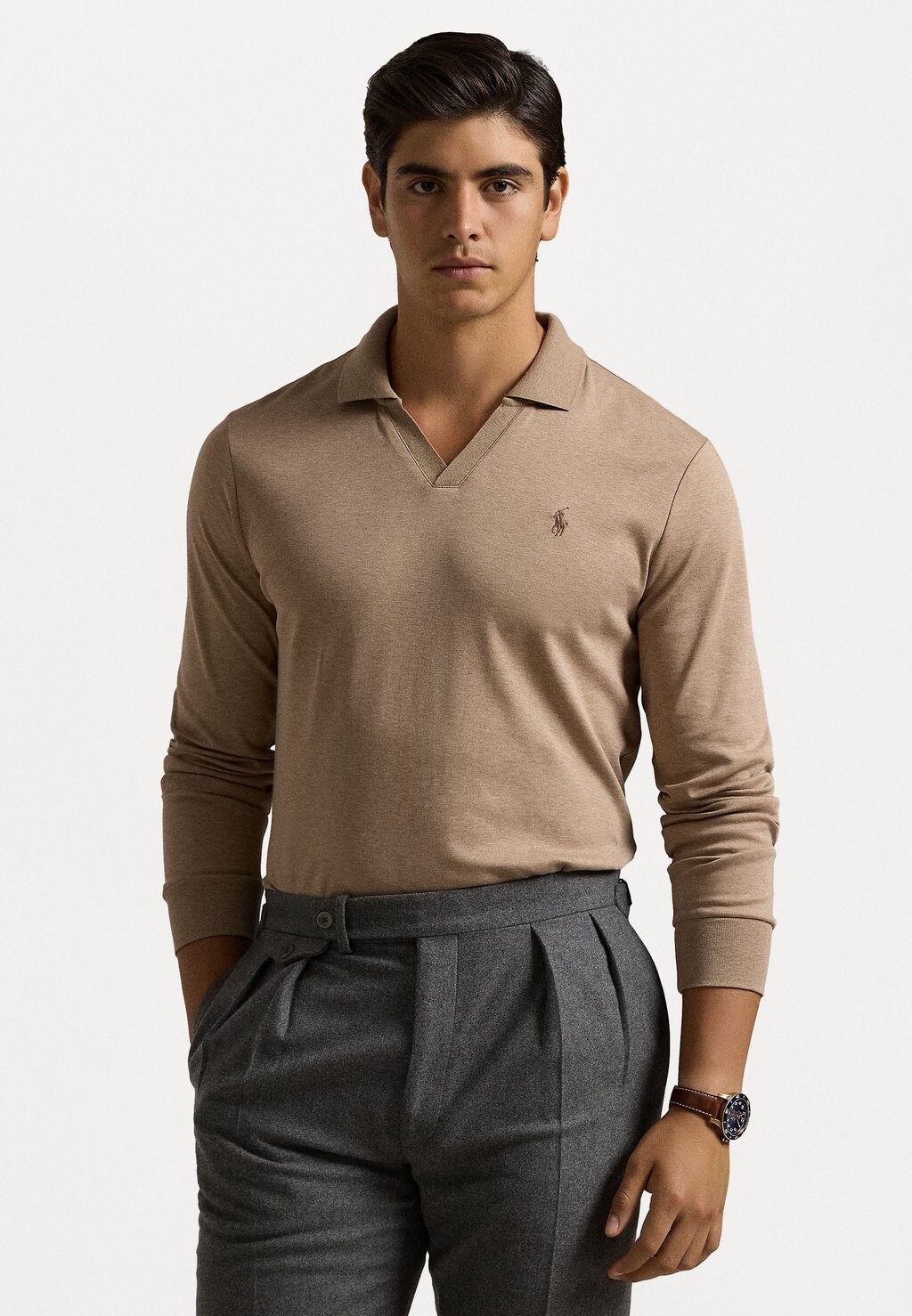 

Рубашка с длинным рукавом CUSTOM SLIM SOFT COTTON POLO SHIRT Ralph Lauren, коричневый
