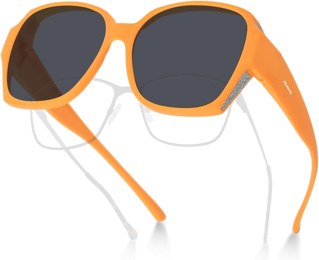

Солнцезащитные очки Meeloog Polarized Fit Over Glasses Sunglasses, квадратной формы, легкие, облегающие, большого размера, для женщин MST2116, P1 Orange Frame/Grey Lens